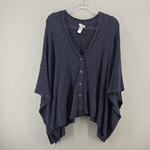 J. Jill Dark Navy Button-Front Knit Poncho